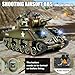 Supdex 1/18 RC Tank, 2.4G US M4A3 Sherman Remote Control Tank That Shoot BBS with Smoke, Sound and Lights, 165ft Remote Control Army Model Toy, Military All-Terrain Vehicle for Kids & Adults