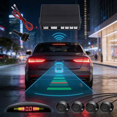 Image of Drumstone 𝟱-𝗬𝗲𝗮𝗿 𝗪𝗮𝗿𝗿𝗮𝗻𝘁𝘆 Universal Car Reverse Parking Sensor System with LED Distance Display, Audible Buzzer Alert & Ultrasonic Object Detection for Safe Parking Assistance