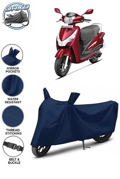 Image of Waterproof Scooty Cover for Hero Destini 125 | All Weather Protection from Rain, Dust, UV Rays & Scratches with Mirror Pockets & Buckle Belt | Destini 125 Scooty Cover