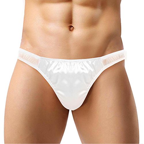 Choomomo Men's Ruffle Satin Bikini Briefs Sheer Mesh Back See Through Sissy Panties Underwear2
