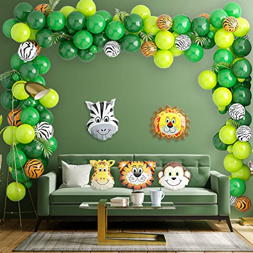 Jungle Safari Theme Party Balloon Garland Kit, 114 Pack With Animal Balloons And Palm Leaves For Kids Boys Birthday Party Baby Shower Decorations… #TOP5