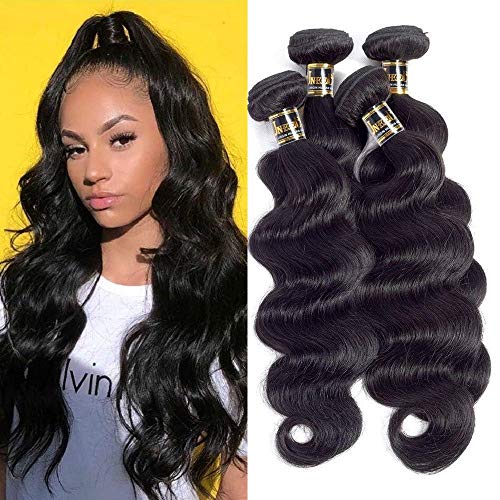 Brazilian Body Wave Bundles,UNEED Hair (18 20 22 24,400g) 10A 100% Unprocessed Virgin Human Hair,Weave Hair Human Bundles,Natural Color