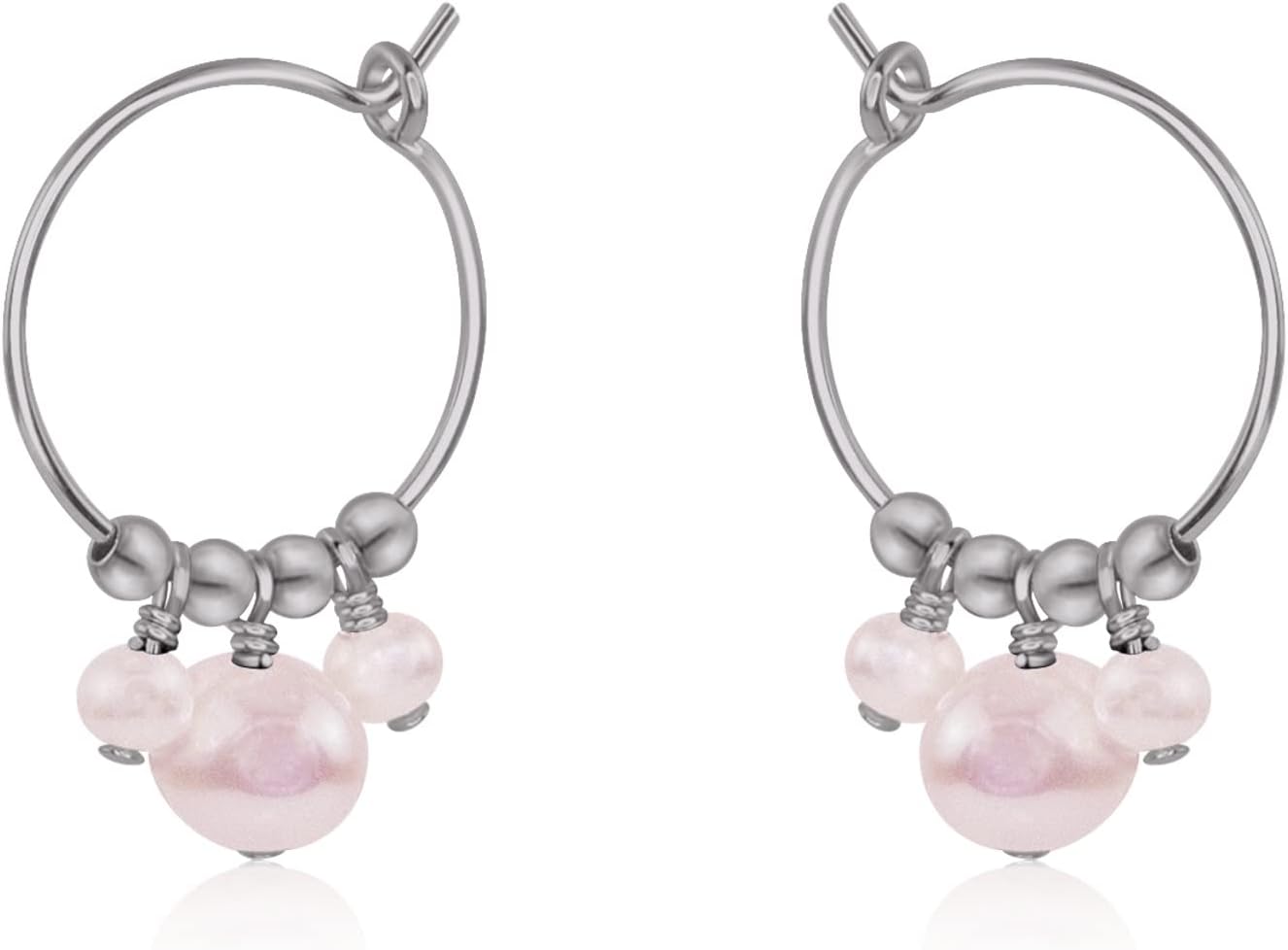 Luna Tide Freshwater Pearl Hoop Earrings in Stainless Steel