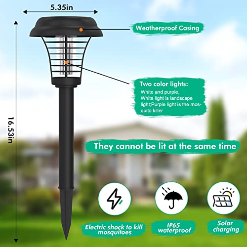 2 Pack Solar Bug Zapper Outdoor Solar Mosquito Zapper Powered Bug Zapper Led Mosquito Killer Light Lamp For Indoor And Garden Use #TOP1