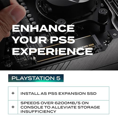 Image of ADATA LEGEND 900 - PCIe Gen4 x4 M.2 2280 Solid State Drive (SSD) - 1TB High-Speed Storage - Up to 7,000 MB /s Read Speed - Built-In Heatsink & Durable Design - Ideal for Gamers, Creators & PC Builders