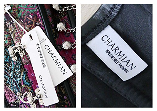 Charmian Women's Steampunk Gothic Spiral Steel Boned Brocade Waist Cincher Overbust Corset with Chains Purple 6X-Large steampunk buy now online Charmian Women's Steampunk Gothic Spiral Steel Boned Brocade Waist Cincher Overbust Corset with Chains Purple 6X-Large steampunk buy now online