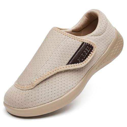 GURGER Zapatillas Diabéticos para Mujer Hombre Extra Anchas Ajustable Ortopédico Zapatos Respirable Ligero Comodos Antideslizante Pantuflas Beige Talla 37 GURGER Zapatillas Diabéticos para Mujer Hombre Extra Anchas Ajustable Ortopédico Zapatos Respirable Ligero Comodos Antideslizante Pantuflas Beige Talla 37
