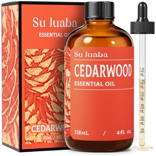 SU JUABA Cedarwood Essential Oil 4 Oz Aromatherapy Oil for Hair Massage Relaxation & Skin Care - 118ML
