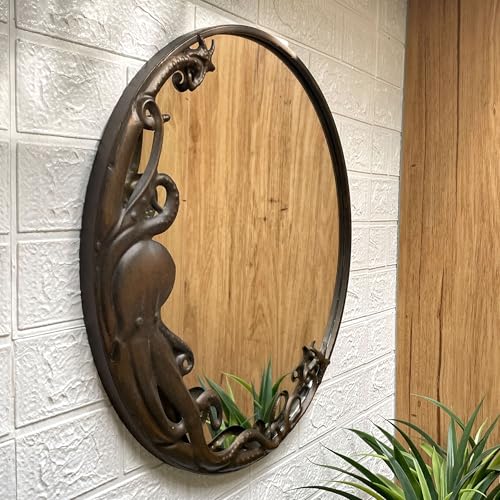 Zeckos Bronze Octopus Wall-Mounted Mirror – 20-Inch Diameter Decorative Accent for Nautical and Coastal Home Decor, Unique Focal Point for Living Room or Bathroom. - Image 5