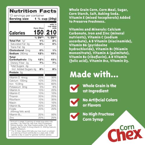 Corn Chex Cereal, Gluten Free,Family Size, 18 oz - image 2