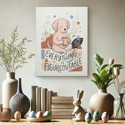 Toile murale chien mignon pour une décoration esthétique salon