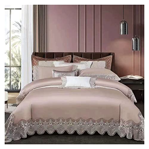 Parure de lit brodée en coton 4 pièces chic pour lit Queen Size