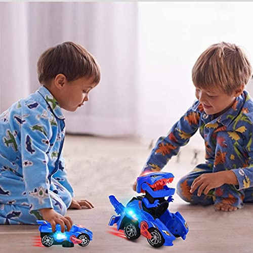 Inlaier Transforming Dinosaur Toys, Transforming Dinosaur Car With Led Light And Music Automatic Transform Dino Car For 2 And Up Year Old Kids Christmas Birthday Gifts (Blue) #TOP6