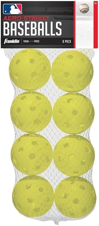Franklin MLB Plastic Baseballs (8 Count), Yellow, White