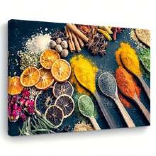 Affiches d'épices et de fruits sur toile 21x30cm pour cuisine avec cadre interne