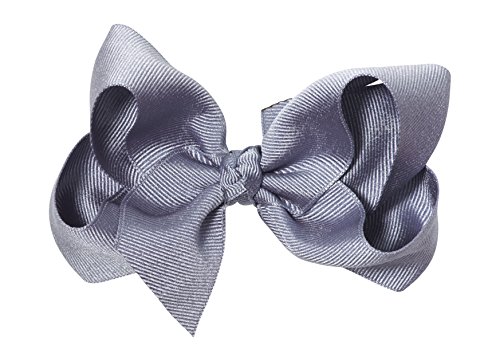 Anna Belen Girls "Lila" Large Grosgrain Bow Clip O/S Gray