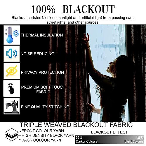 Image of Printed 2 Piece Polyester Eyelets Blackout Opaque Curtains with Tie Back, for Bedroom and Living Room (Door (7 Feet), Regal)