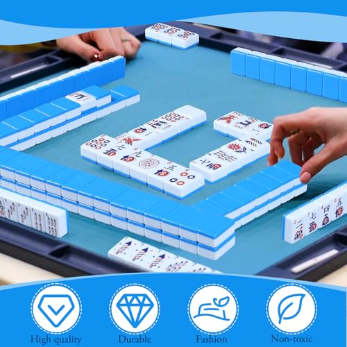 Arrowbash 160 Pcs American Mahjong Tiles Set 1.2 Inch Mah Jong Game Pieces with USA Theme Engraved Patterns Melamine Hand-Carved Tiles for Adults, Collectors & Tabletop Games(Blue) by Arrowbash - Used condition - Image 7