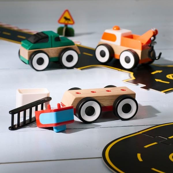 LILLABO - Set di 3 camion dei pompieri con autocarro sportivo, multicolore