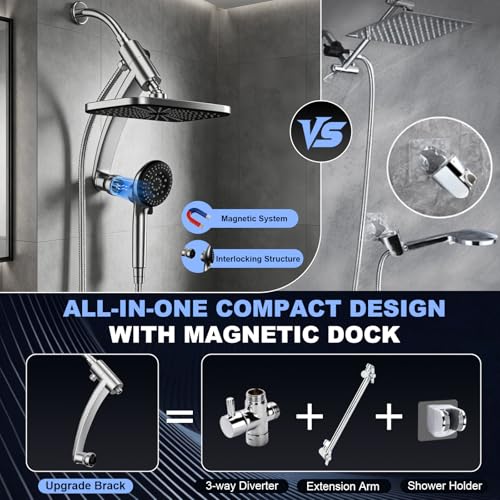 Image of 12 Inch High Pressure Rain Shower Head Combo,9 Settings Shower Handheld