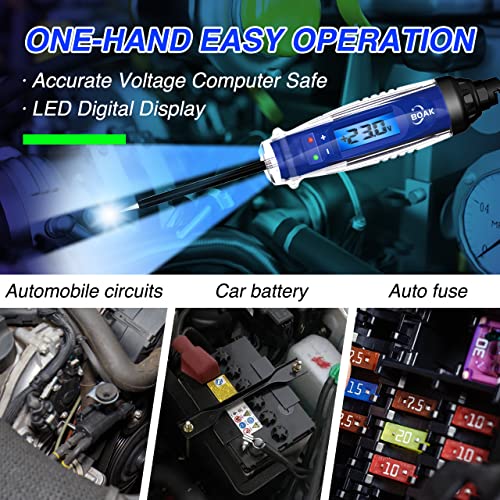 Boak Automotive Test Light,3-60V Dc Bidirectional Voltage Circuit Tester With Voltage Display&Illumination,Fuse Tester With Voltmeter,Voltage Tester Electric Test Pen,Continuity Test. #TOP4