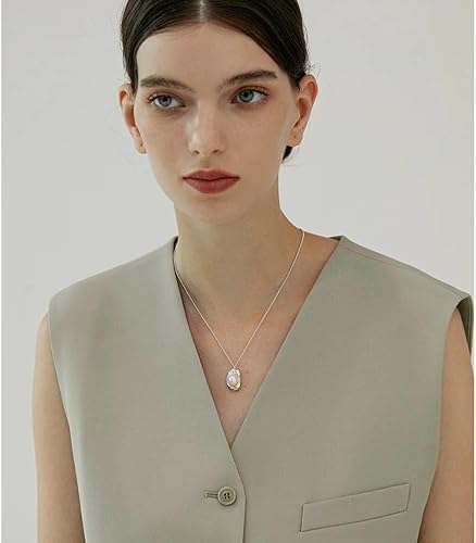 Miniatura 2 de Collares con colgante de perlas naturales de agua dulce para mujer, chapado en oro de 18 quilates con cadena ajustable (17.7 + 2.76 pulgadas),