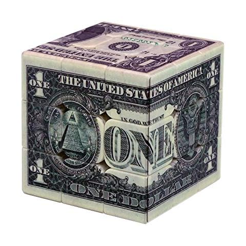 Speed Cube 3x3 One-Dollar Notes/Bill Back Pattern Magic Cube Puzzle,IQ Games Puzzles Relief Effect Kids Adult Toys,5.6cm/2.2" Cover