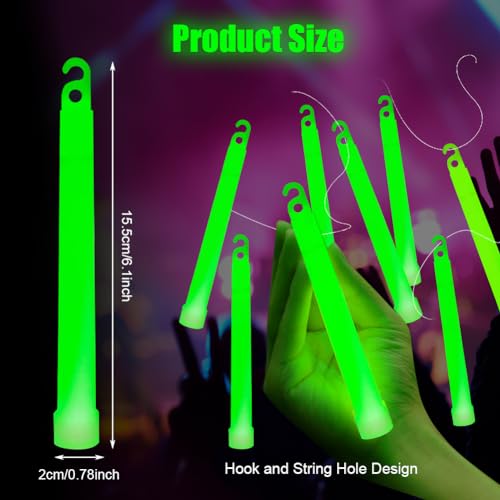 Ainiv 25 Premium Leuchtstäbe, Hochzeit oder Knicklichter Militär, Grün Leuchtstäbchen Lanyard Ultra Bright Glow in the Dark Stab für Weihnachten, Halloween, Abschlussfeier, Campingzubehör – Bild 3