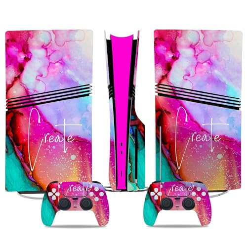 PDURMBUAB sans Mousse pour PS5 Pro Skin Disc Edition & pour PS5 Pro Skin Digital Edition Console Et Contrôleur Vinyl Cover Skins Wraps Scratch Resistant Compatible 87571 sans Bulles(Disc Version)