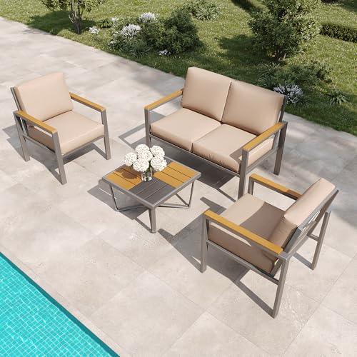 MAISON BACKYARDS MBY 4-Piece Outdoor Patio Furniture Set, Metal Conversation