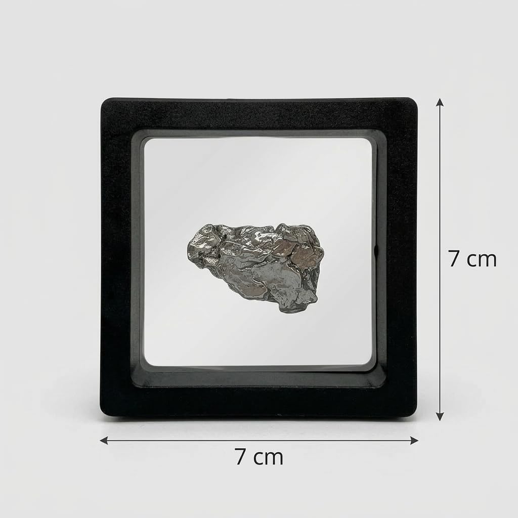 Makai Estrella fugaz de meteoritos reales Campo-del-Cielo con certificado de autenticidad y caja de almacenamiento (con marco flotante adicional)