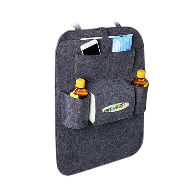 Nikrim™ 7 Pockets Woolen Felt Car Seat Back Organizer, Multi Pocket Rear Storage with Mobile, Pen, Bottles, Tissue Box, Books, Back Seat Organiser Hanger for All Cars (Pack of 1) 1
