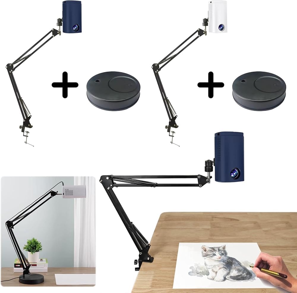 Lámpara de proyector de arte portátil, tablero de trazado impermeable para bocetos, dibujar y pintar, herramienta de proyección de escritorio (color: azul)
