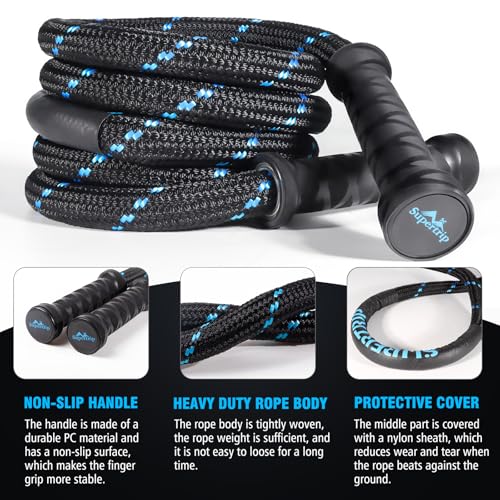 Supertrip Upgraded Weighted Jump Rope for Fitness Men Women Second Generation 360 Rotating Handles, 3.21LBS 3.38LBS 3.41LBS Polyester Heavy Skipping Rope for Exercise Workout Equipment - Image 5