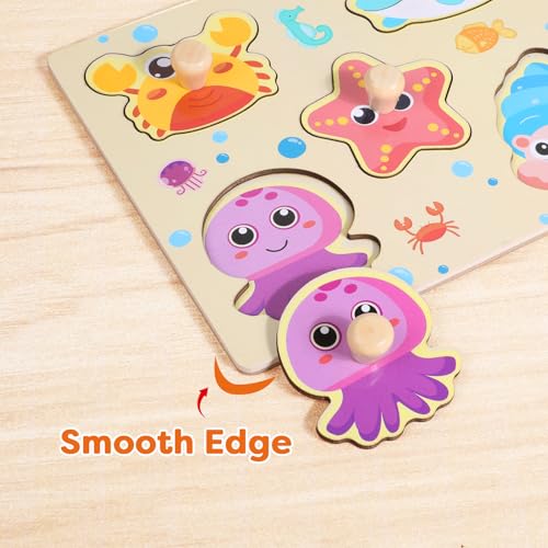 4 Stück Kleinkind Puzzle Spielzeug Set, Montessori-Spielzeug mit Tierthema Griff Holzpuzzle, Kinderspielzeug Motorikspielzeug Steckpuzzle Lernspielzeug, Feinmotorik, Geschenke