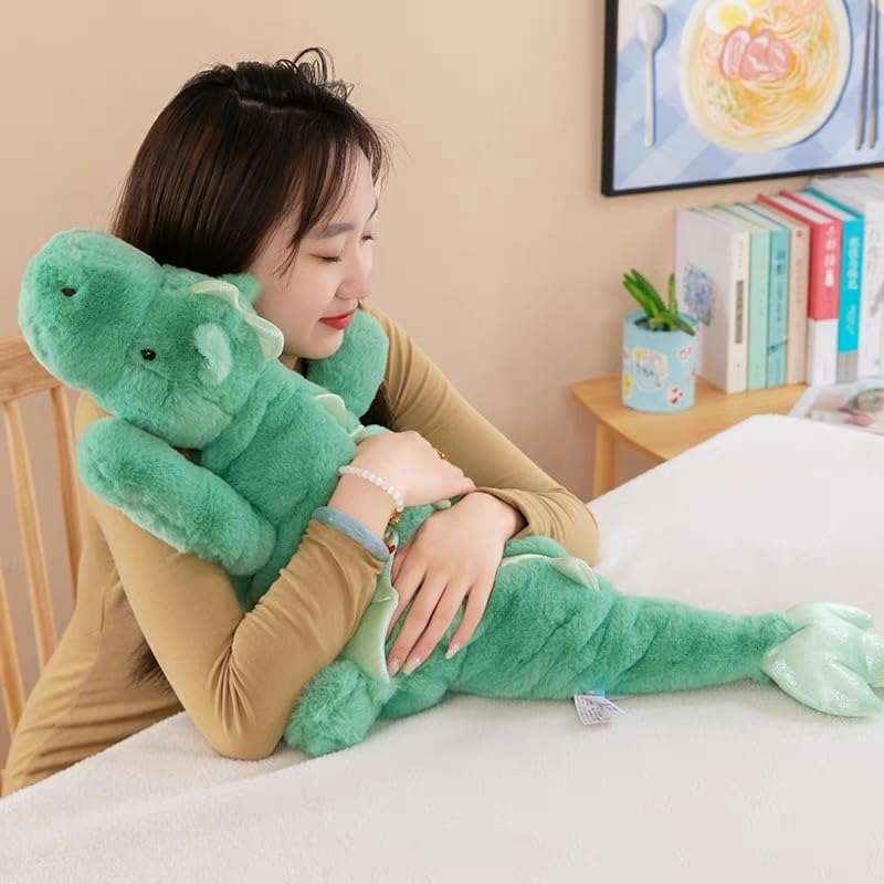 IFX24 27.6" Green Dragon Stuffed Animal, Small Soft Dinosaur Plush for Kids and Adults, Sturdy Fluffy Plushie Pillow