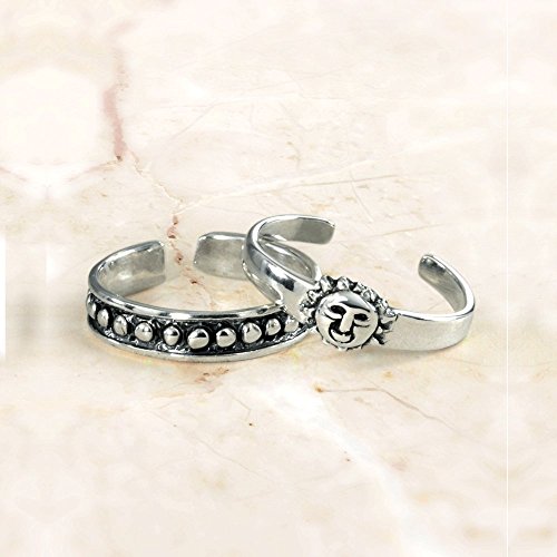 Bling Jewelry Bali Style Round Dot Midi Band Toe Ring For Women Oxidized .925 Silver Sterling Mid Finger Adjustable #TOP5