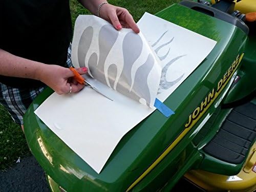 Flame Decals - Torched Checkered Flag - Sunken Carved - for - 3pc. Set for John Deere & All mowers Garden Tractors