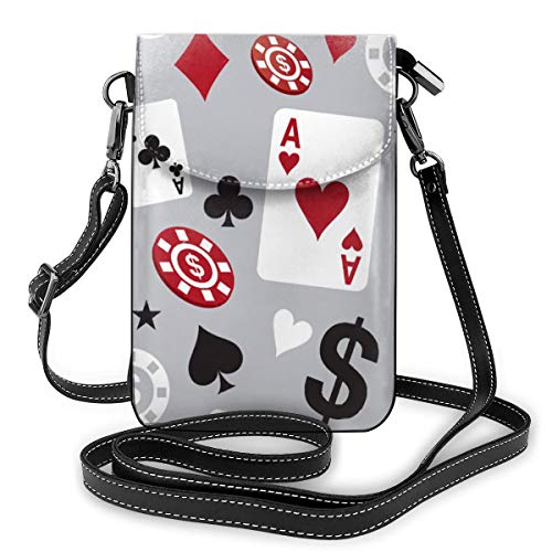 YongColer Fashion Small Cellphone Crossbody Shoulder Bag Poker Card Casino Cell Phone Purse Wallet Lightweight Roomy Pockets Smartphone Bag For Women Girls Teens