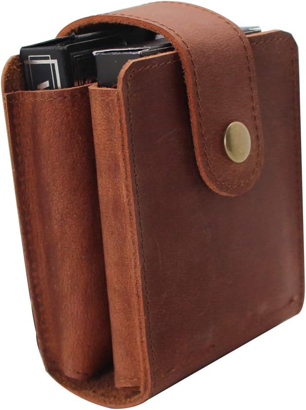 boshiho Playing Card Case, Genuine Leather Double Playing Cards Deck Holder for Magicians and Poker Players, Camping Holidays Trips