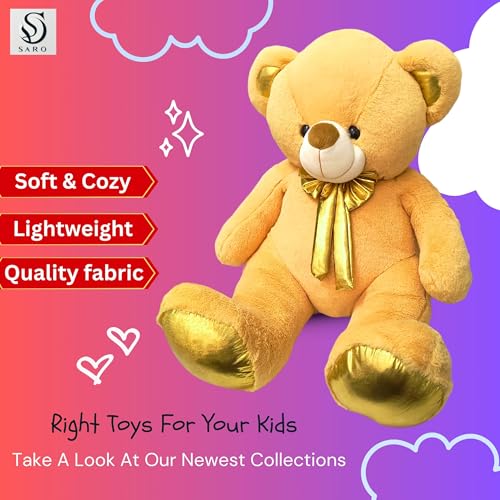 Image of SARO Soft Cute Huggable Teddy Bear with Golden Foot 52 cm | Colour Soft Toy for Girls Boys Kids Baby | Best Gift for Valentines, Birthday, Anniversary (Golden 52Cm Hight)