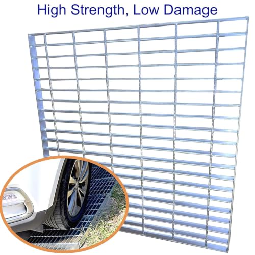 Image of Galvanized Steel Drain Grate, Driveway Channel Cover 28x28 in