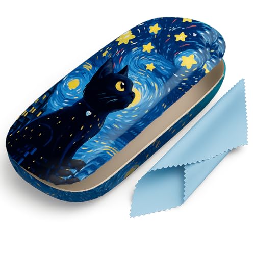 Image of Hard Shell Eyeglasses Case, Travel Portable Protective Glasses Cover Box for Men and Women with Cleaning Cloth