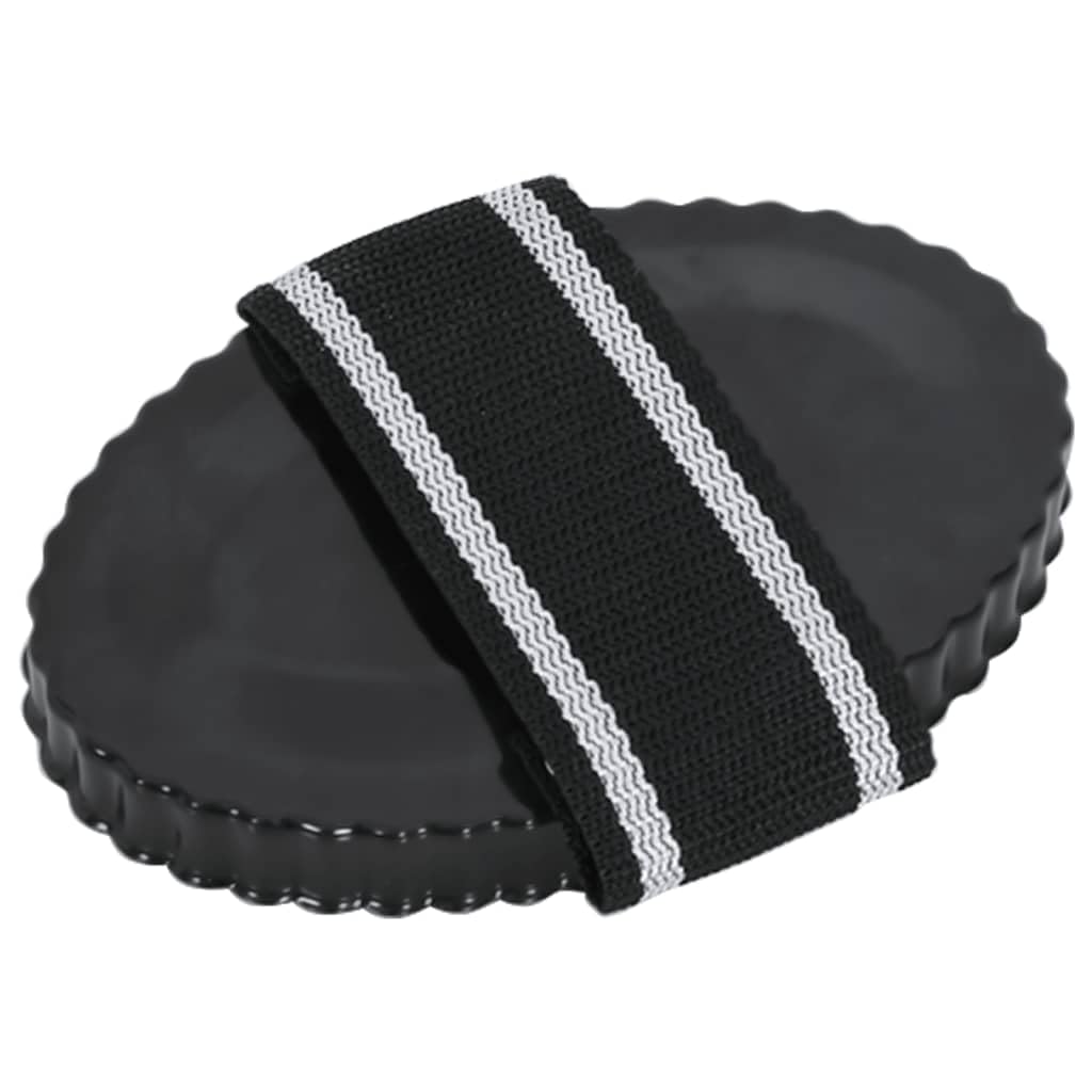 Striegel für Pferde aus Stahl 16x10,5 cm Schwarz 3 Stück mit Griff, Fellpflege Putzzeug für lose Haare, Schmutz und Staub, Pferdepflege Zubehör für Stall, Weide und Reiten