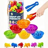 Juguetes de Animales para Contar, Montessori Juegos Didacticos de Matemáticas, con Cuencos de Clasificación de Colores,...