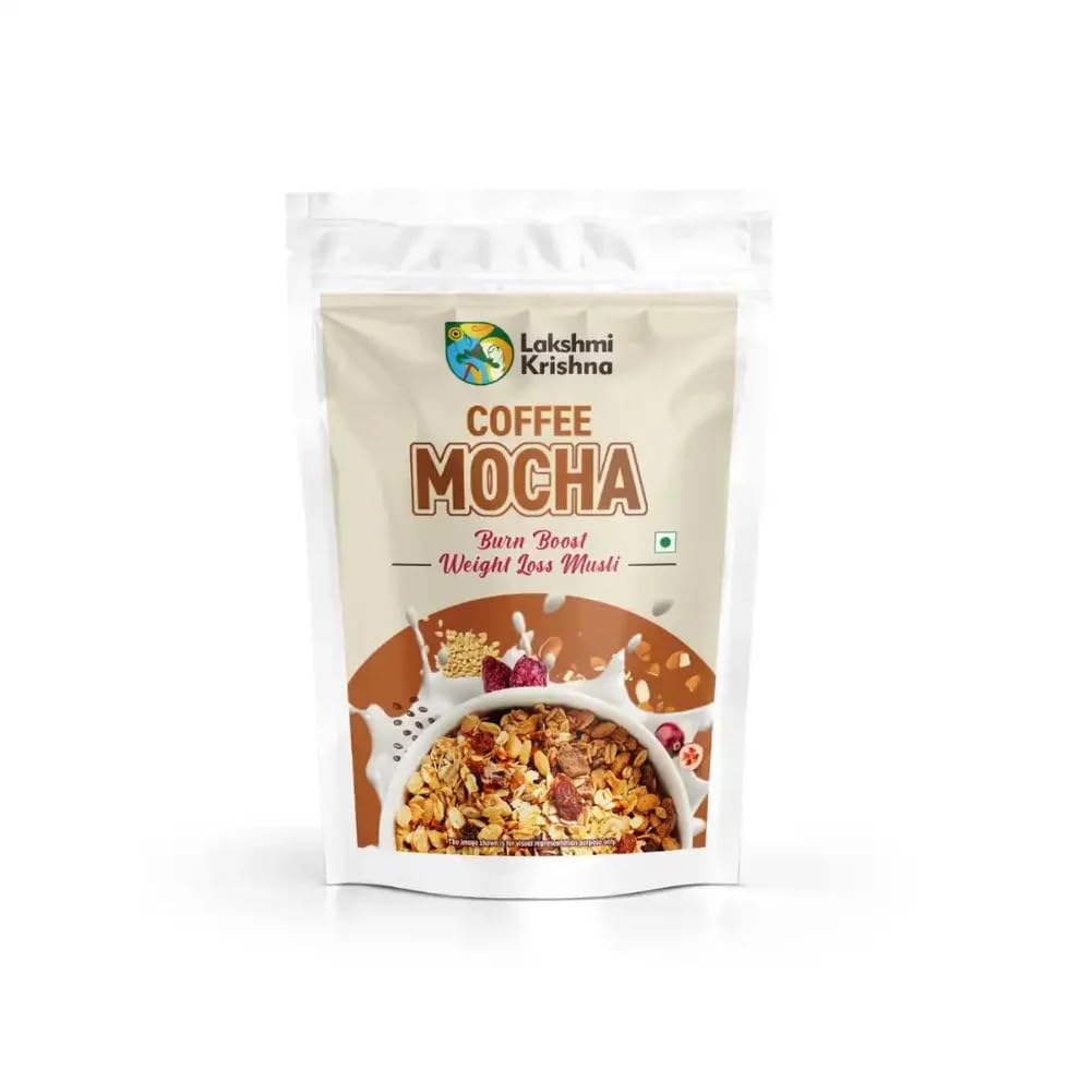 Image of Lakshmi Krishna Naturals Coffee Mocha Muesli 500g | Breakfast Cereal with Oats, Seeds & Chocolate Flavor | No Refined Sugar | High Fiber & Protein | 100% Natural & Vegetarian