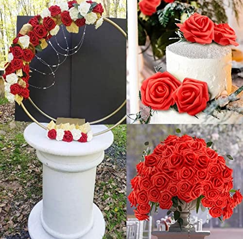 Image of VRB Dec 24 pcs Rose Artificial Flowers for Decoration,Artificial Flower,Flower for Hair Styling,Flower for Pooja, for Home Decor,Diwali.(24pcs -Red Big Foam Rose)