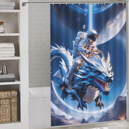 Rideau de douche dragon anti éclaboussures en tissu polyester 152x183 cm - 2