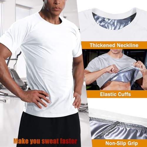 Sauna Shirt for Men Heat Trapping Compression Sweat Suit T-shirt Workout Body Shaper for Gym Short Sleeve Shapewear4