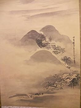 Amazon.co.jp: 掛け軸 狩野探幽 四季富士 絹本 名品 複製 軸装